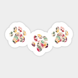 funny dogs feet with Plants illustration, a cute dog & flowers Sticker